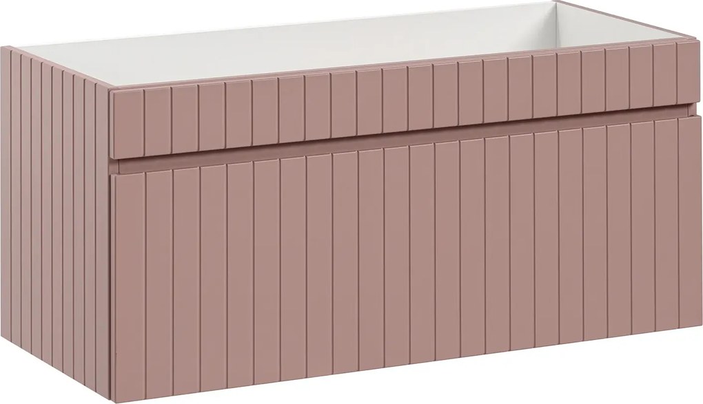 Ścienna szafka umywalkowa 100 cm z lamelami róż K7-F94