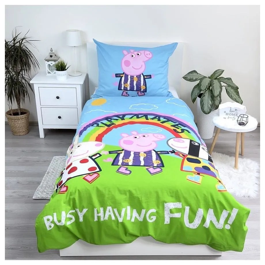 Bawełniana fluorescencyjna pościel dziecięca jednoosobowa 140x200 cm Peppa Pig – Jerry Fabrics
