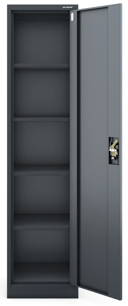Biurowa szafa metalowa na akta ALEX, 450 x 1850 x 400 mm, antracyt