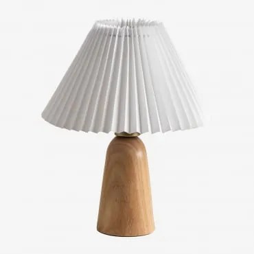 Lampa Stołowa Z Drewna Conklin Biala - Naturalna - Sklum