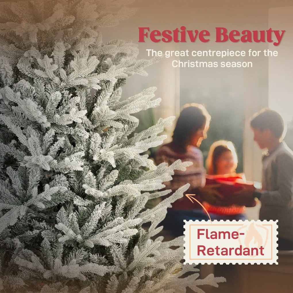 HOMCOM Sztuczna choinka 180 cm z efektem śniegu, 1976 końcówek do wnętrz | Aosom PL