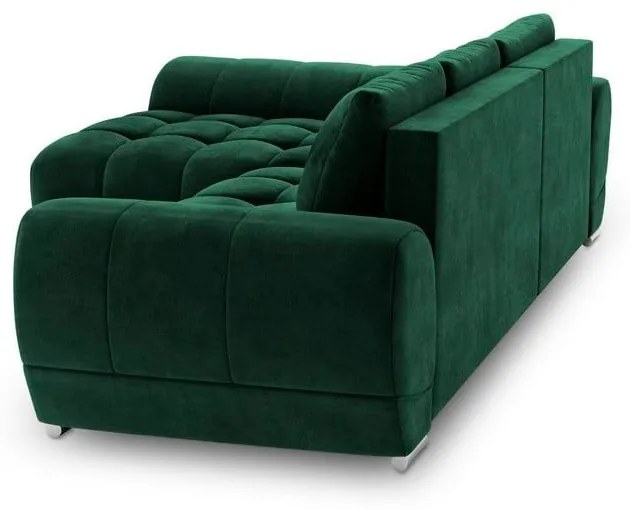 Butelkowozielony rozkładany narożnik z aksamitnym obiciem Windsor &amp; Co Sofas Nuage, lewostronny