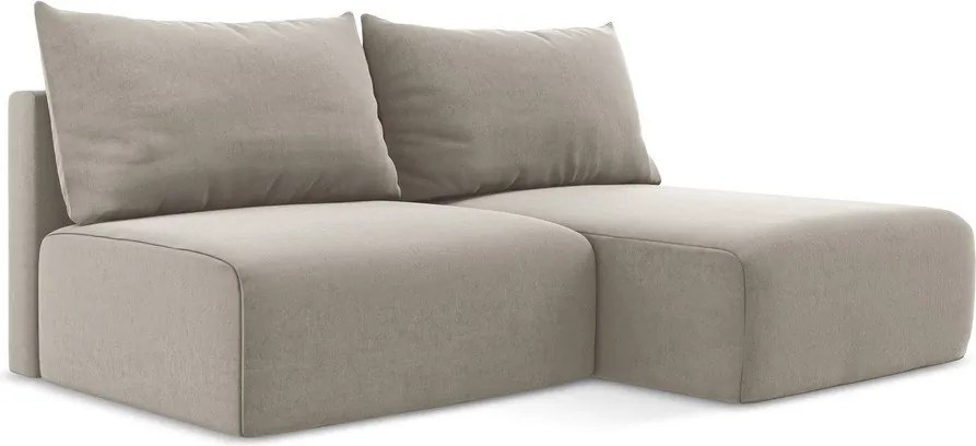 Szarobrązowy aksamitny rozkładany/ze schowkiem narożnik (prawostronny/z szezlongiem) Kalena – Makamii