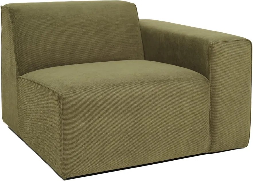 Zielony końcowy moduł sztruksowej sofy Scandic Sting, 101 cm, prawostronny