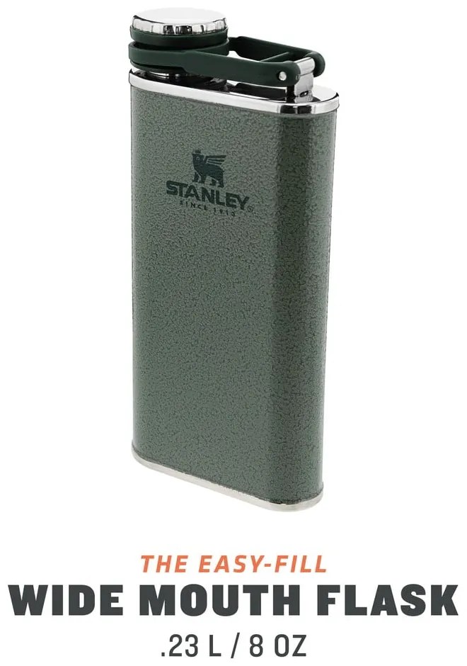 Zielona piersiówka ze stali nierdzewnej 230 ml Easy-Fill Wide Mouth Flask Hammer Tone Green – Stanley