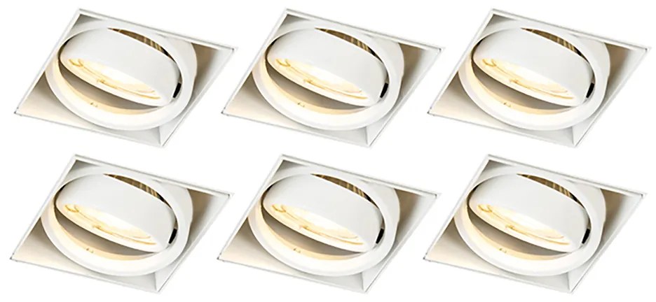Zestaw 6 wpuszczanych reflektorów biały GU10 pochylne bez obramowania - Oneon