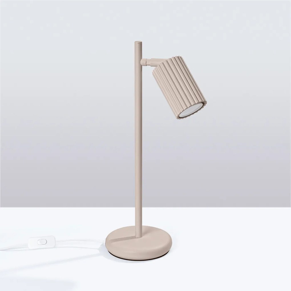 Lampa biurkowa KARBON taupe ryflowana SOLLUX  LIGHTING