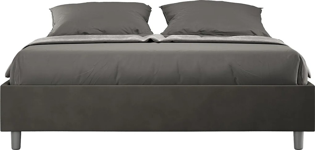 Łóżko wyposażone w stelaż z listwami z pojemnikiem tapicerowane 160x200 microfibra Szary Azelia