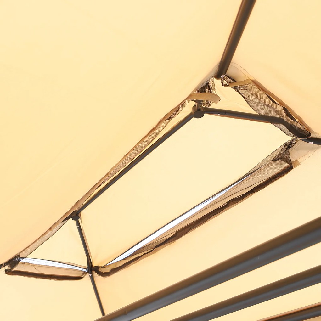 Outsunny Huśtawka ogrodowa 3-osobowa z moskitierą i daszkiem przeciwsłonecznym beżowa | Aosom PL