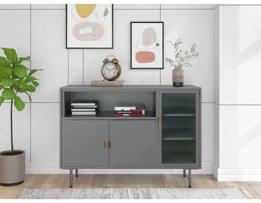Szara metalowa witryna 104x80 cm Rosalie – Støraa
