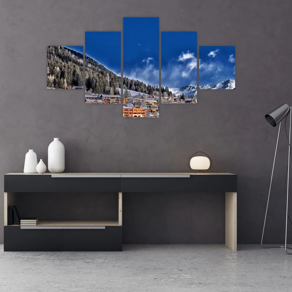 Obraz - Górskie miasteczko (125x70 cm)
