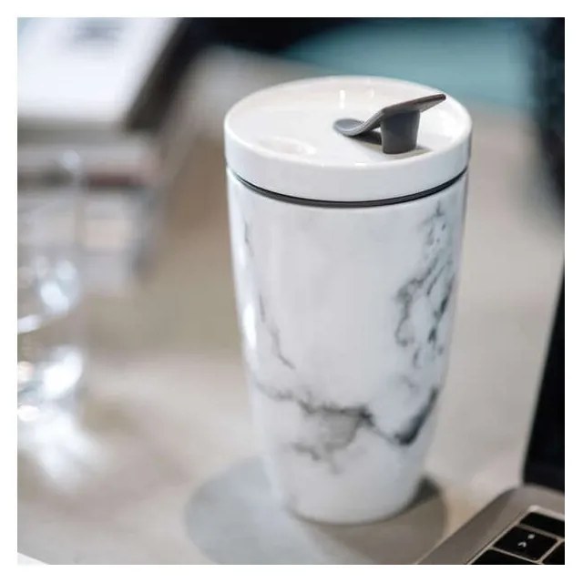 Szaro-biały porcelanowy kubek podróżny Villeroy &amp; Boch Like To Go, 350 ml