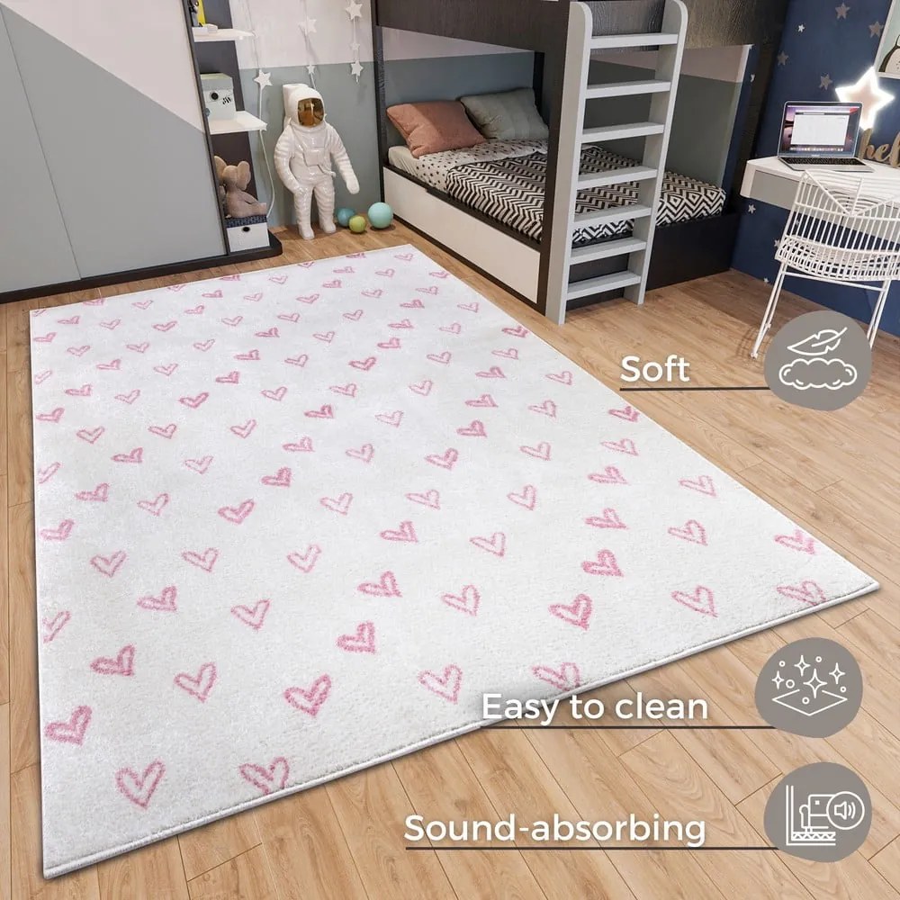 Biało-różowy dywan dziecięcy 160x235 cm Hearts – Hanse Home