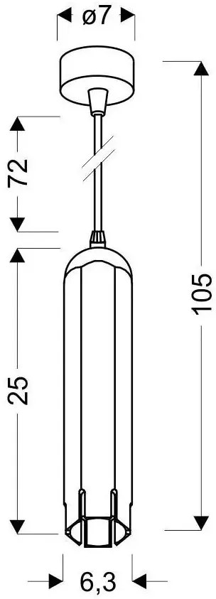 Czarna wisząca lampa tuba - D258 Rilexo 9X