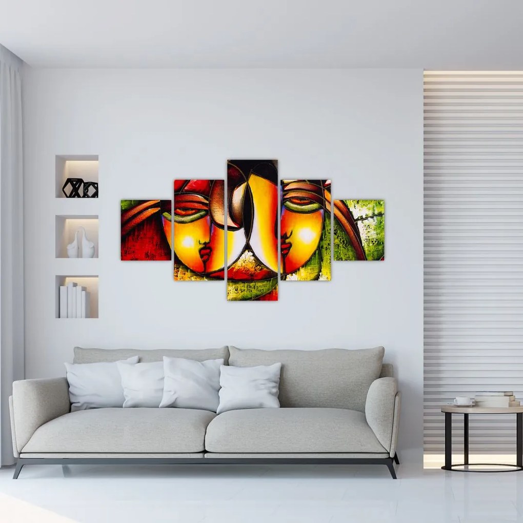Obraz - Obraz olejny, abstrakcyjne twarze (125x70 cm)