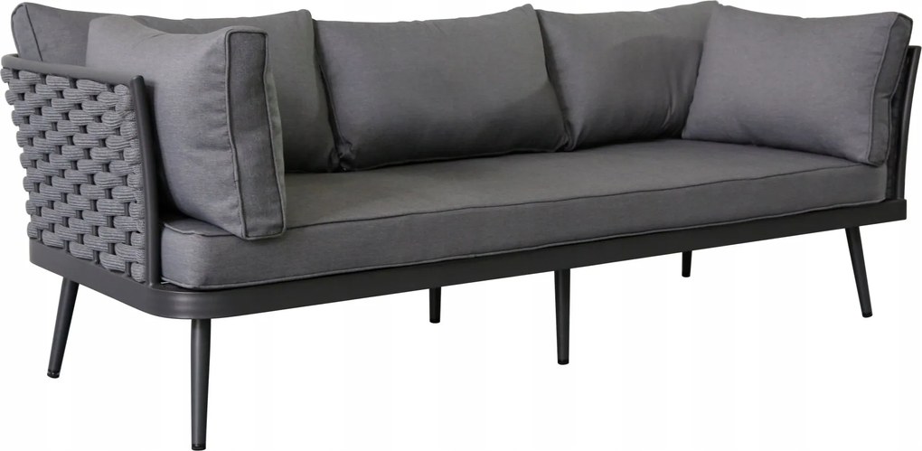 Zestaw mebli ogrodowych szary aluminium narożnik z poduszkami i stolik