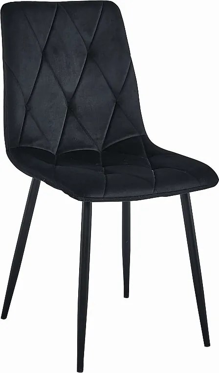 Krzesło Valora TYRA Czarny Aksamit z Czarnymi Metalowymi Nogami x1