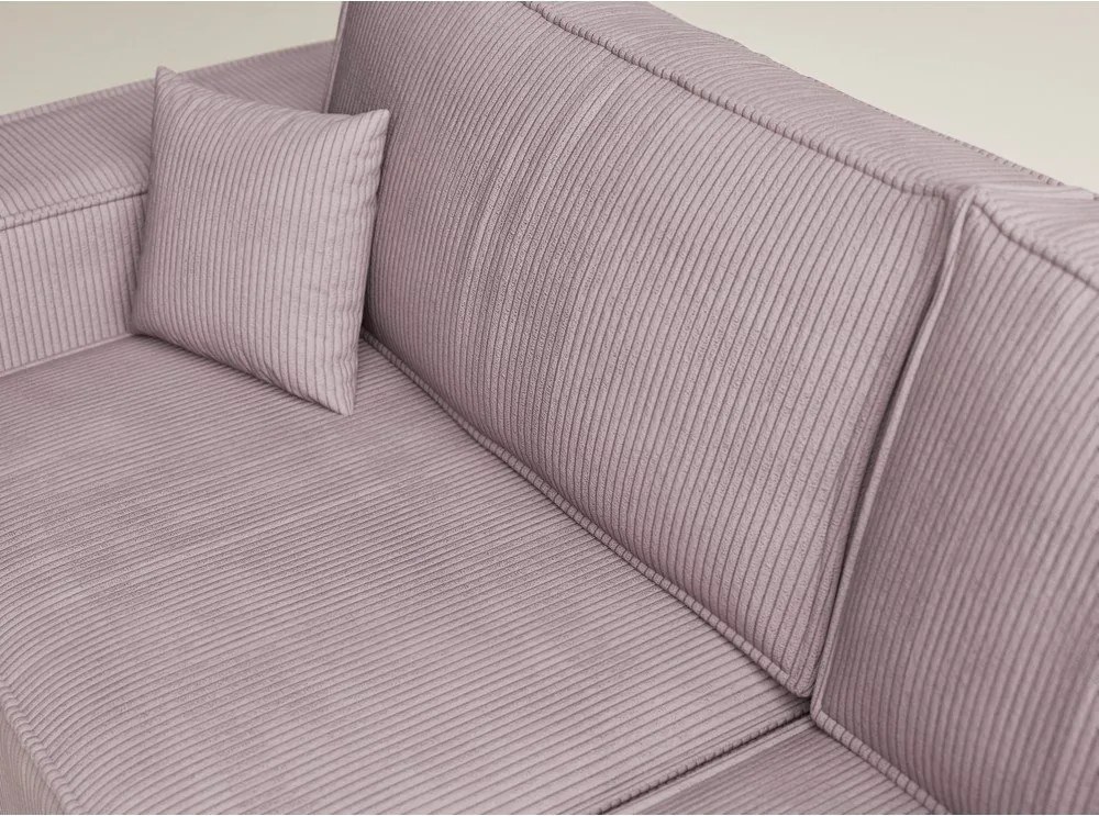 Fioletowy sztruksowy rozkładany narożnik ze schowkiem (prawostronny/w kształcie litery L) Tonga – Maison de Rêve