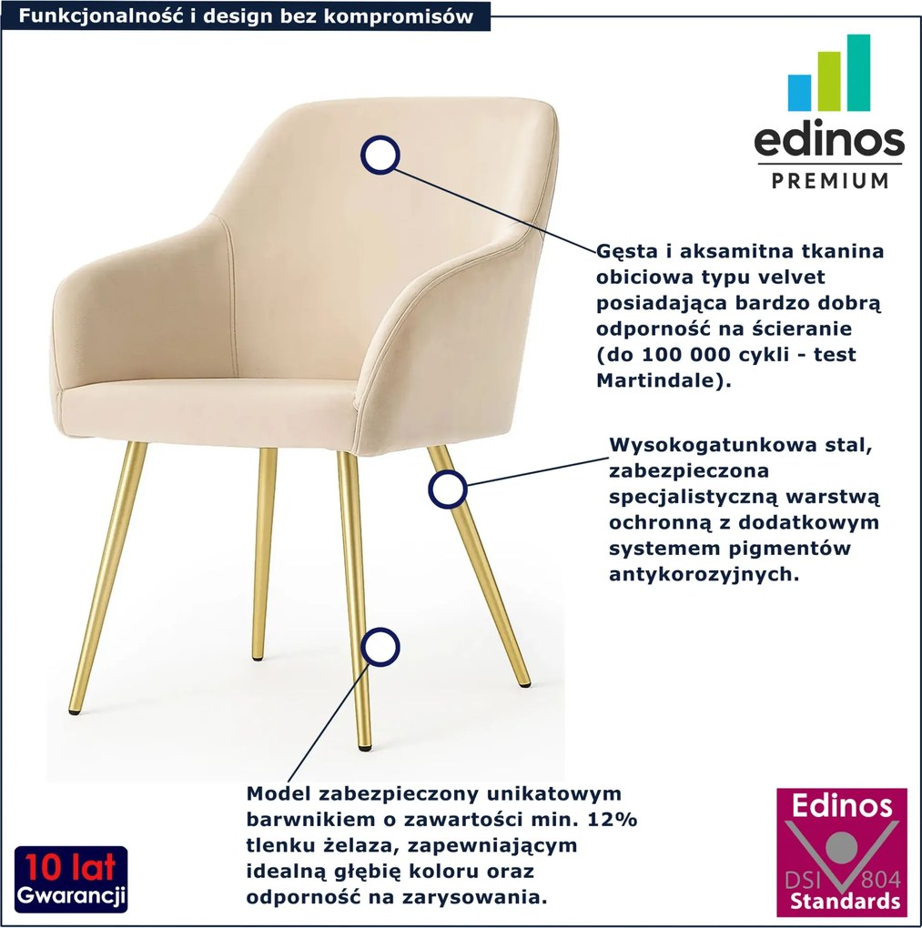 Zestaw 6 beżowych krzeseł tapicerowanych - Terviso 3X