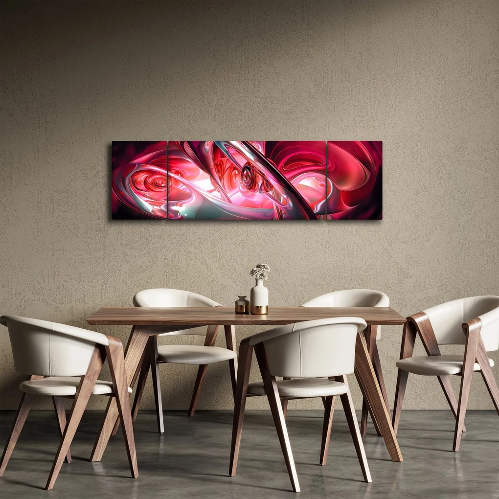 Obraz czerwonych fraktali (170x50 cm)