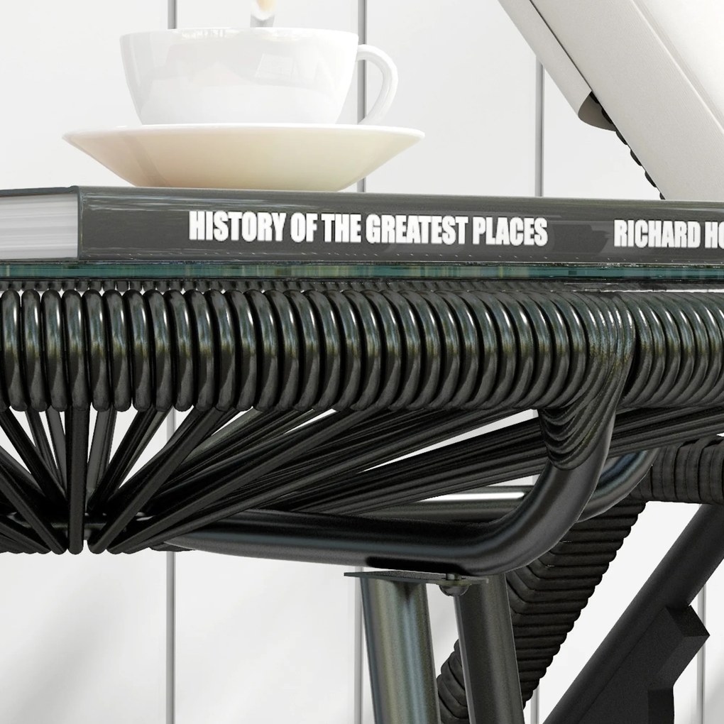 Outsunny Stolik Ogrodowy Boho Czarny 50x50x50cm | Aosom PL