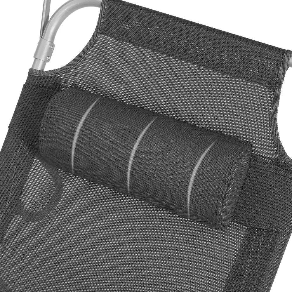 Leżak ogrodowy LAGUNA z regulowanym daszkiem, 193x59x30cm, ciemnoszary SongmicsHome