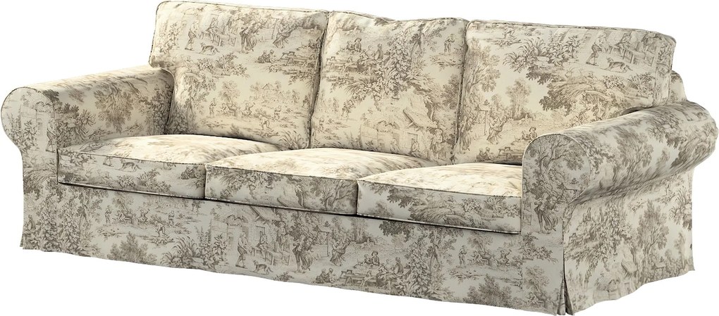 Pokrowiec na sofę Ektorp 3-osobową, rozkładaną, PIXBO kolor brązowy tkanina wzorzysta