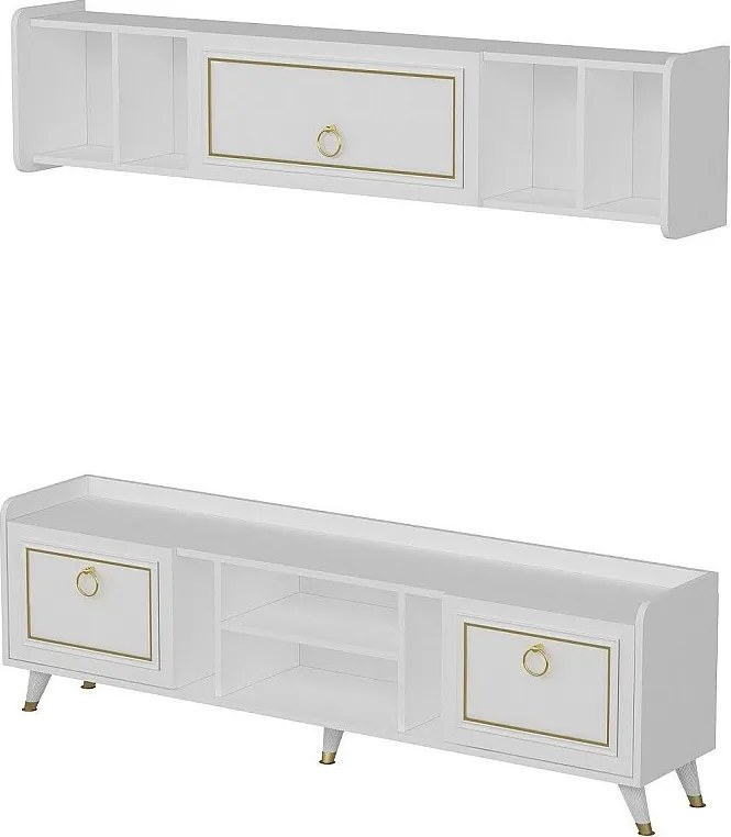 Szafka RTV Alya - Biała Złota