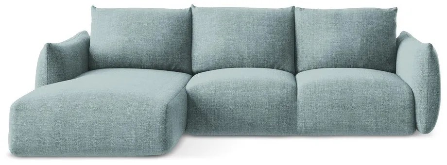 Niebieski rozkładany narożnik (lewostronny/z szezlongiem) Leila – Makamii