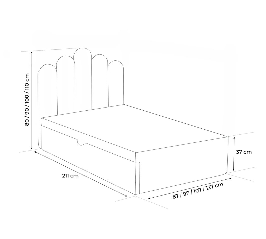 Łóżko dziecięco-młodzieżowe BRIDE z dodatkową powierzchnią spania - 100x200