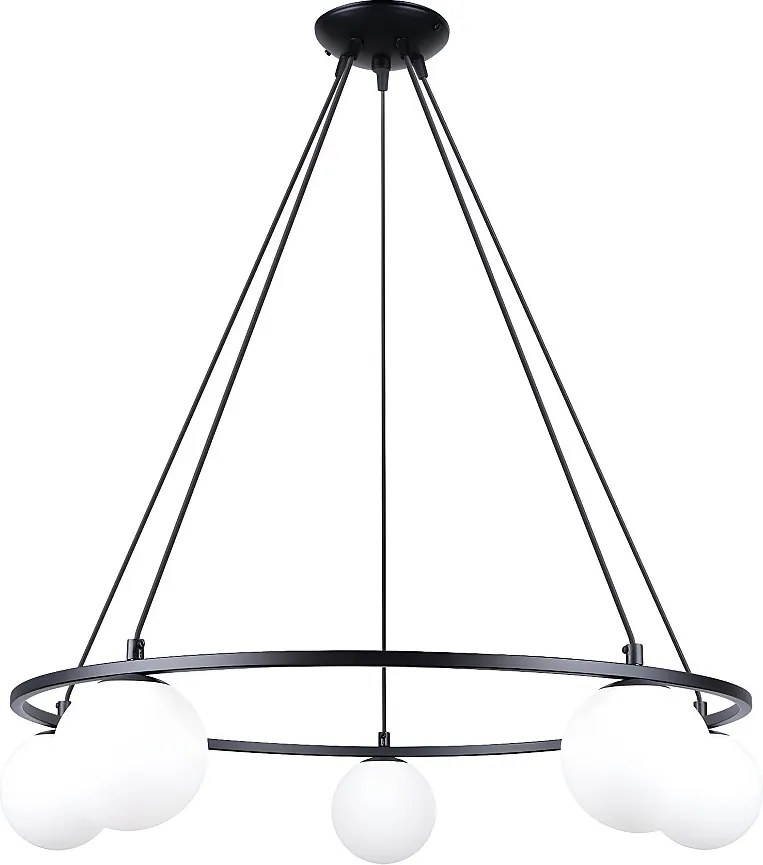 Żyrandole Nowoczesny Yoli, Stal/Szkło - 5 Źródło - L.80 X H.98 Cm - Czarny