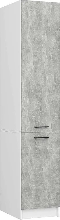 Słupek kuchenny AKORD OLIWIA Biały 40 cm 2 drzwi fronty kolor Beton mat 6 półek 40x57x205 cm