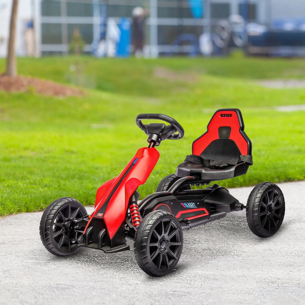 HOMCOM Elektryczny gokart dla dzieci 3-5 km/h z 2-stopniową regulacją prędkości, pasem bezpieczeństwa, kołami EVA, dla 3-8 lat | Aosom PL