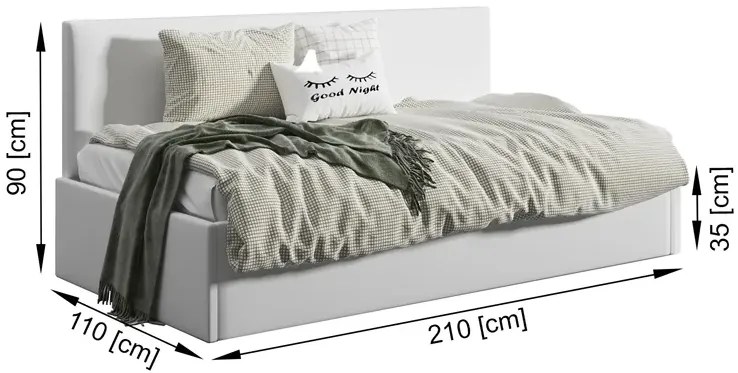 Czarne młodzieżowe łóżko sofa Sorento 4X - 4 rozmiary