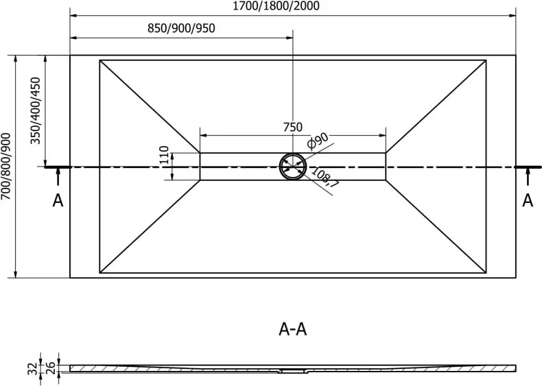 Mexen Toro brodzik prostokątny SMC 200 x 90 cm, biały - 43109020