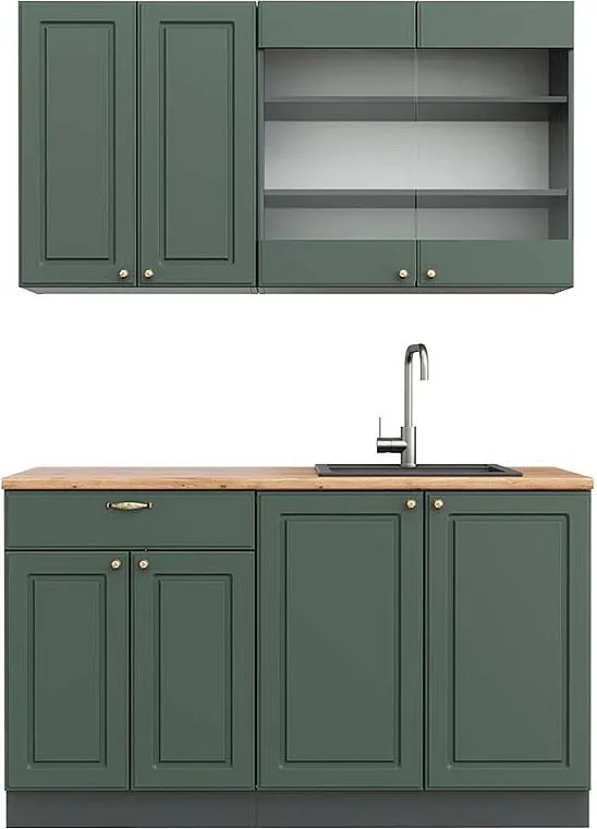 Pojedyncza kuchnia zielono-złoty country house/antracytowy 140x60x81.6 fame-line