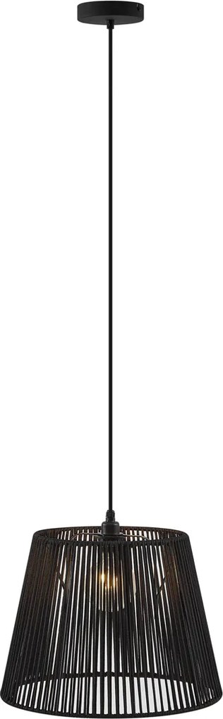 Zewnętrzna lampa wisząca czarna z czarnym sznurem IP44 - Cava Jayla