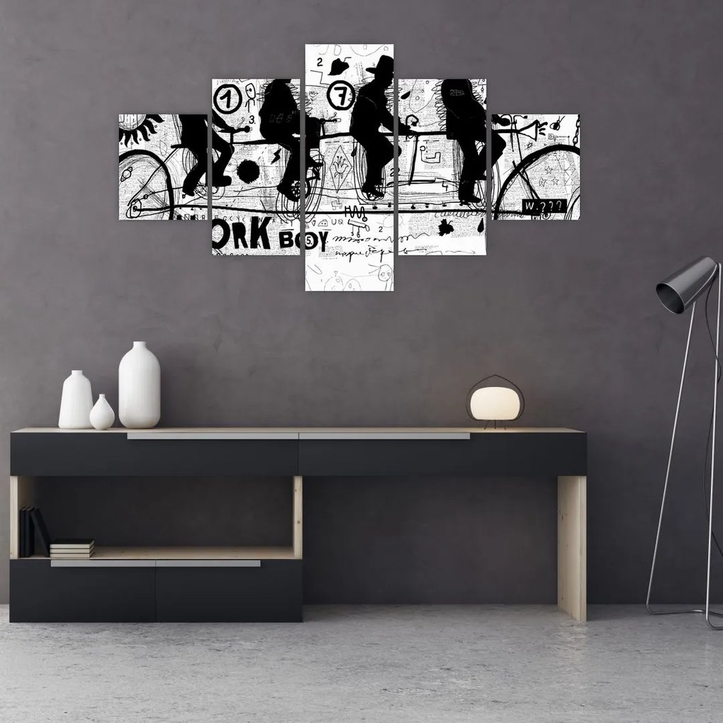Obraz - Praca zespołowa, jazda na rowerze (125x70 cm)