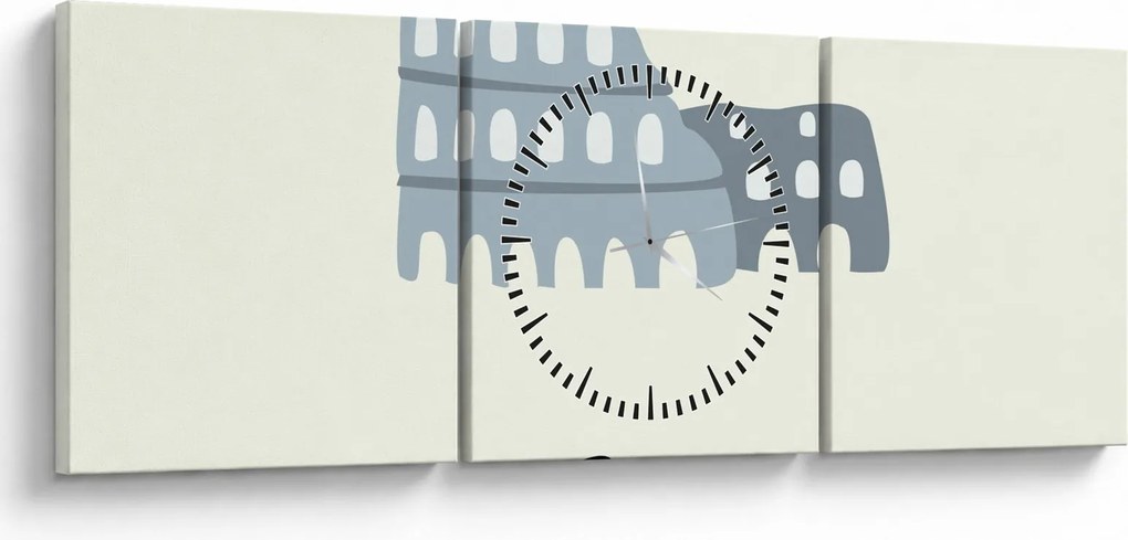 Obraz - Miasta Europy N⁰2 (z zegarem) (90x30 cm)