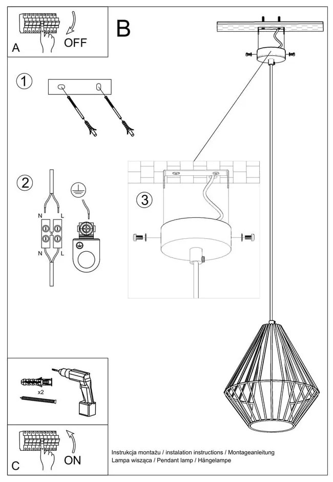 Biała lampa wisząca Nice Lamps Alfredo