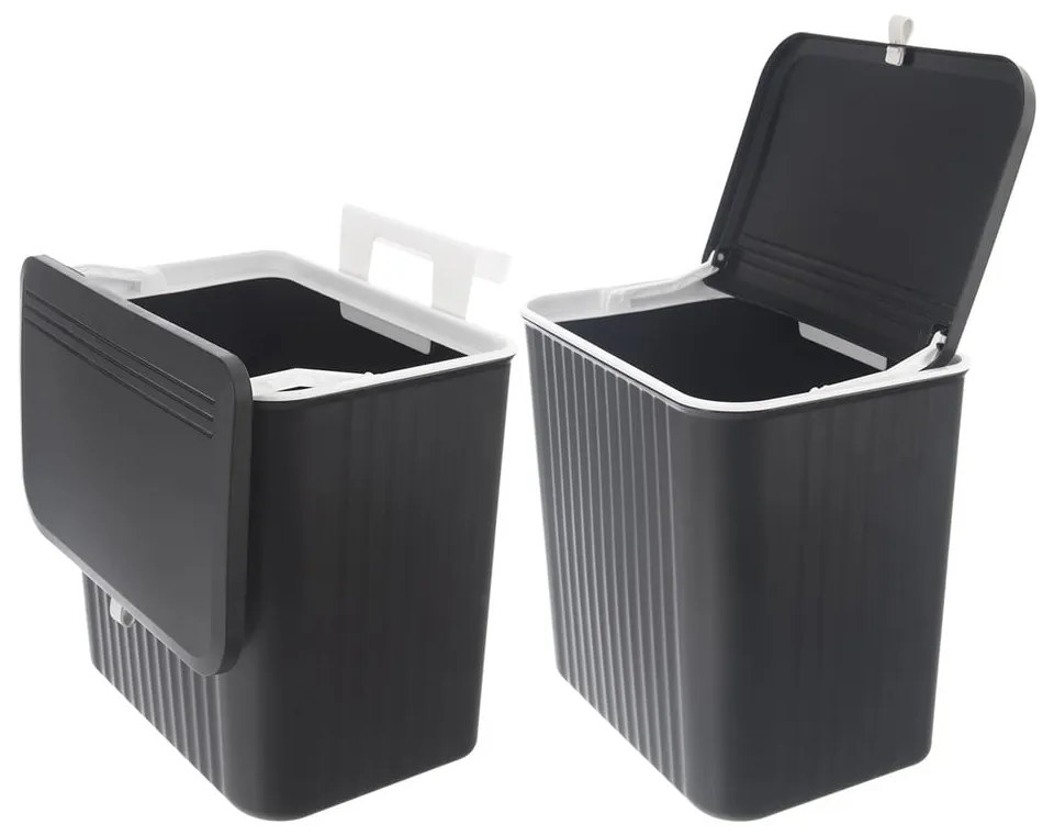 Czarny plastikowy kosz na śmieci 13 l – Orion