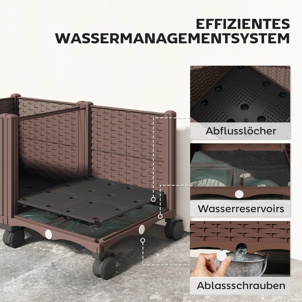 Outsunny podwyższona grządka z tworzywa sztucznego, samo-nawadniająca się skrzynia z otworami odpływowymi i korkami | Aosom PL