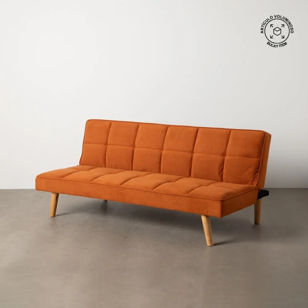 Ceglasta rozkładana sofa z tkaniny szenilowej 175 cm – Ixia