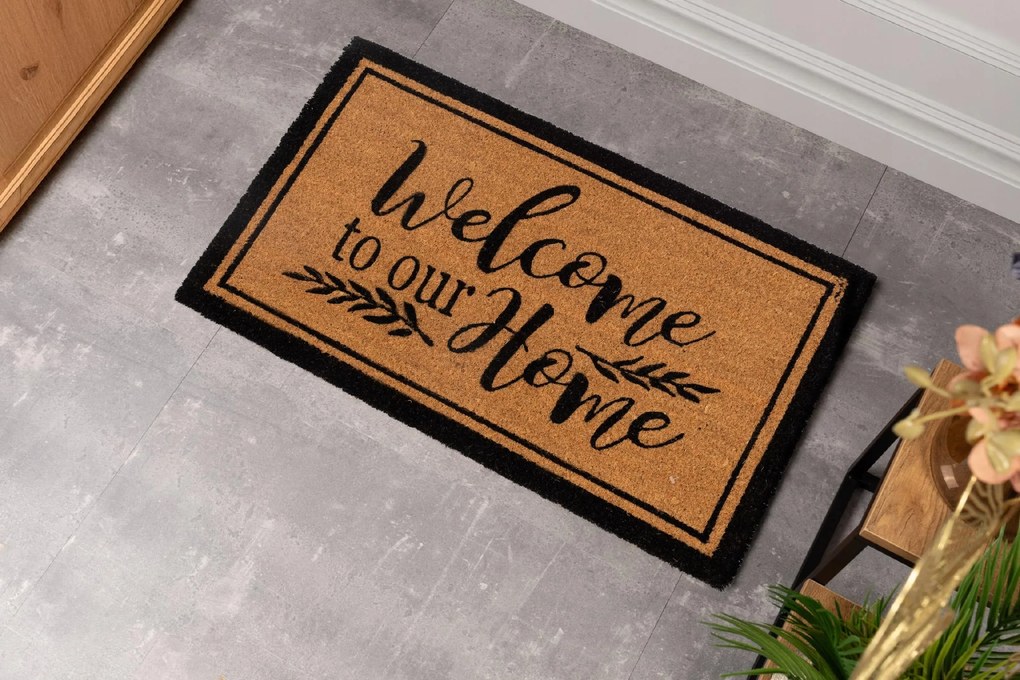 Wycieraczka Kokosowa 40x60 cm Czarna Ramka antypoślizgowa pod Drzwi z gumą