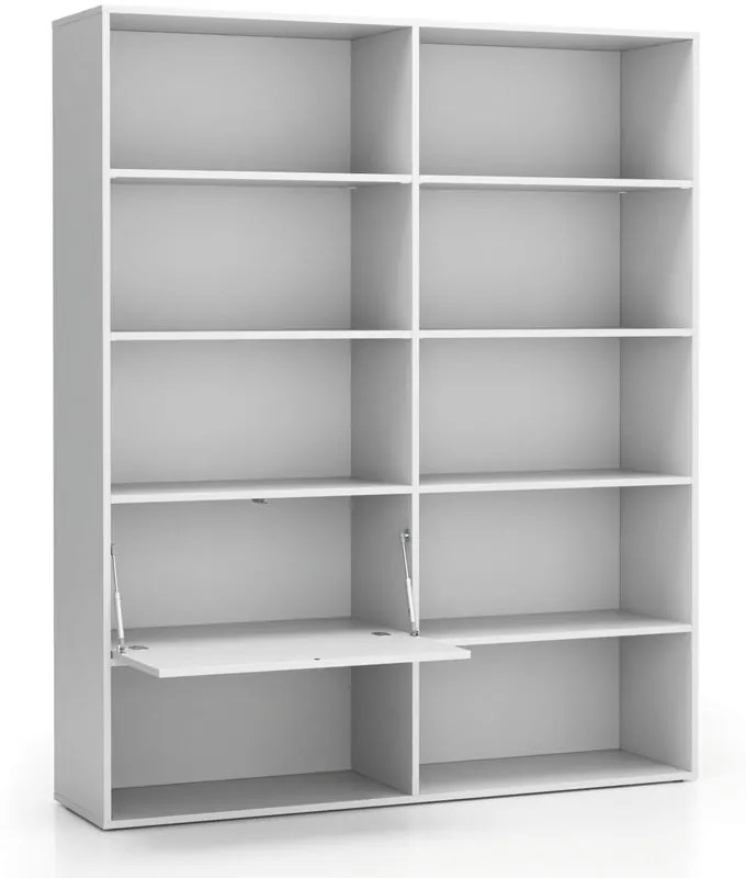 Regał biurowy szeroki LAYERS, 1 schowek, 1582 x 400 x 1905, biały