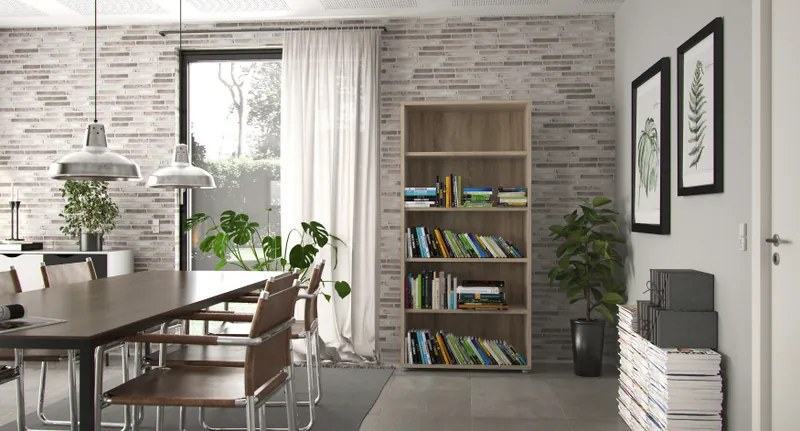 Regał do biura z półkami Prima 4 dąb sonoma