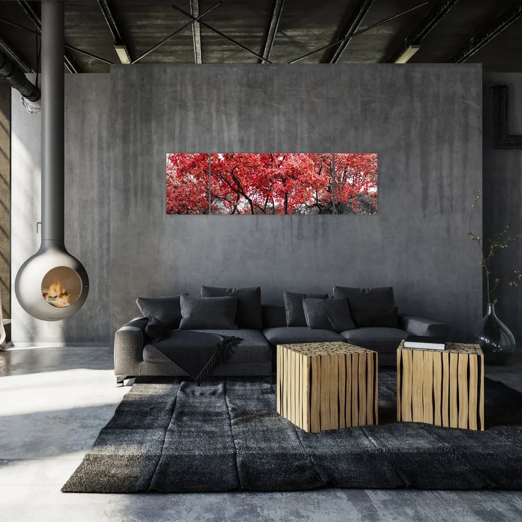 Obraz - Czerwone drzewa, Central Park, New York (170x50 cm)