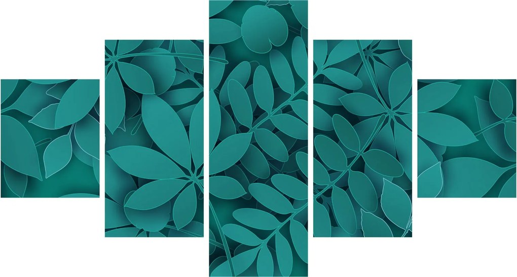 Obraz - Turkusowe liście (125x70 cm)