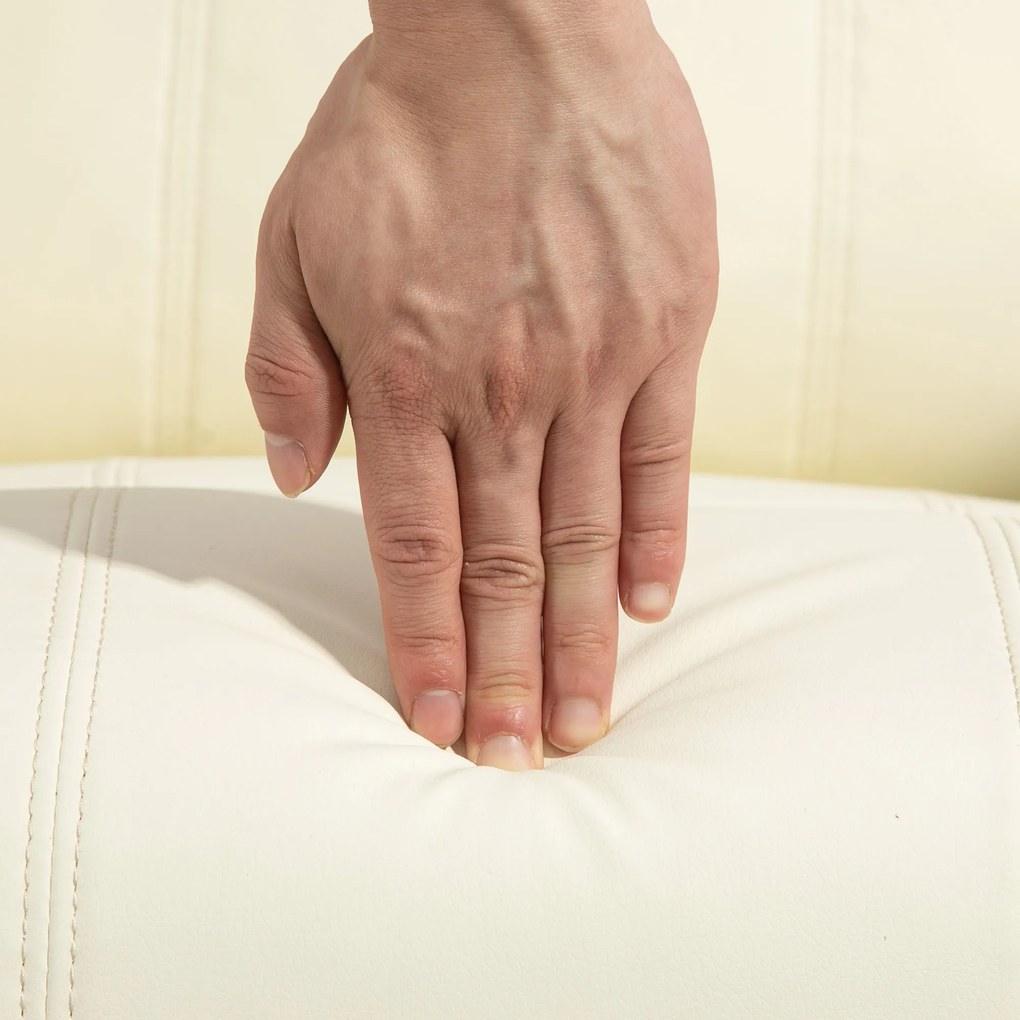 HOMCOM Fotel relaksacyjny z masażem obrotowy regulowane oparcie ekoskóra kremowy do 150 kg | Aosom PL