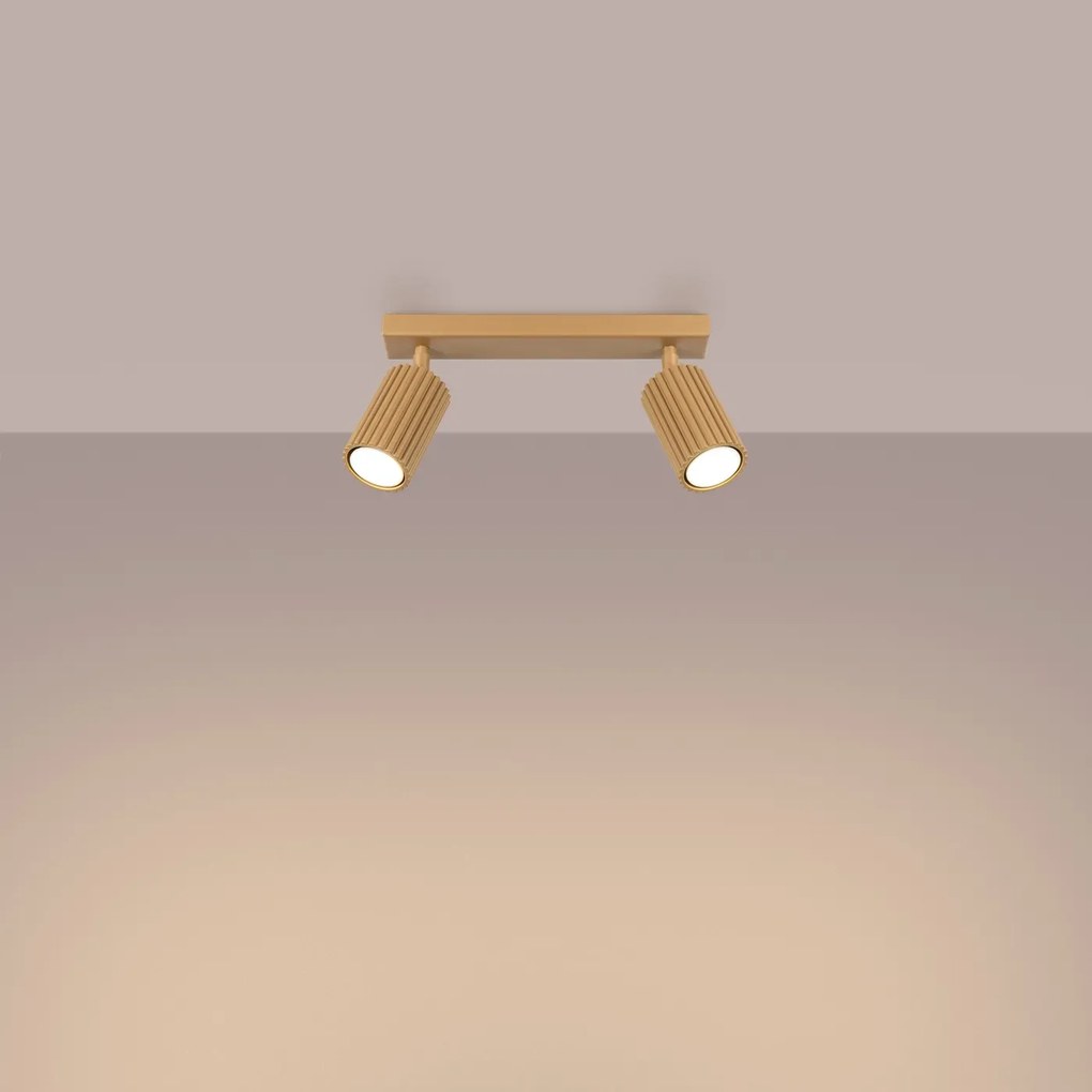 Listwa oświetleniowa 2-punktowa KARBON 2L złota ryflowana SOLLUX LIGHTING